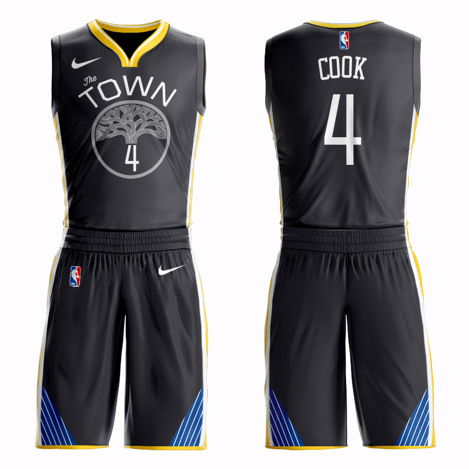 Men 2019 NBA Nike Golden State Warriors #4 Cook black Customized jersey